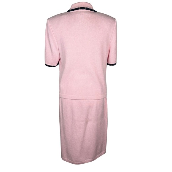 ST JOHN COLLECTION Santana Knit 2 Piece Skirt Suit Set 8 Pink VTG Old Money - Picture 4 of 12